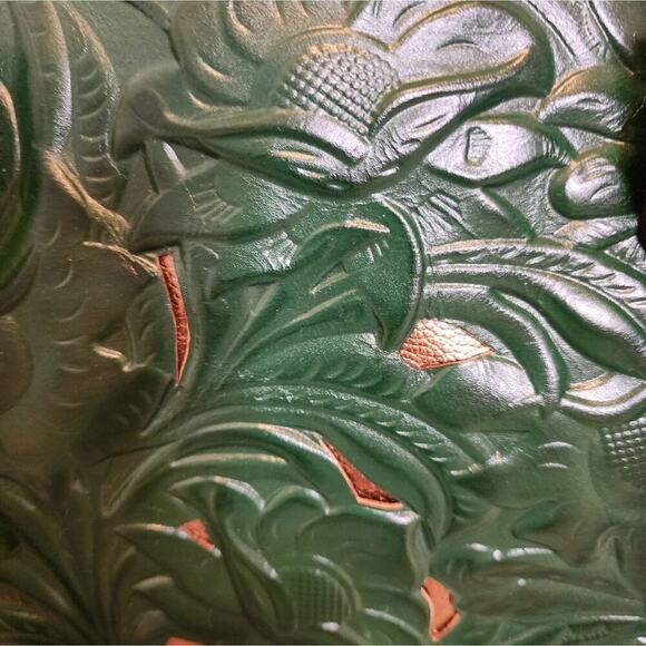 PATRICIA NASH NEW ADELINE TOOLED GREEN PURSE WITH DUST BAG - Picture 3 of 11